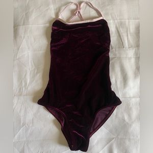 Mariia Crown Velvet Dark Purple/Red Leotard